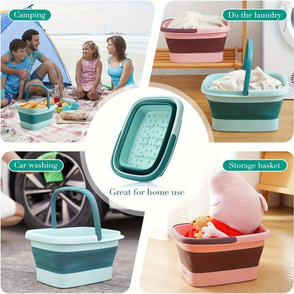 Large Collapsible Foot Soak Tub 15L 4 Gallon Foot Bath Basin Massage Acupoints Handles Foldable Multifunction Plastic Bucket Pedicure Bowl