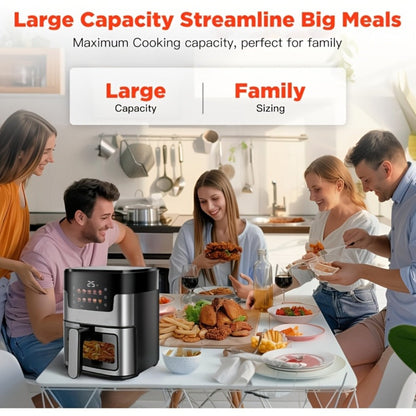 Air Fryer 7.5QT 10-in-1 Digital LED Touchscreen, Oilless Cooker with 10 Preset Cooking Modes, Basket & 100 Paper Liners Included