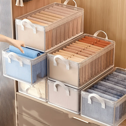 Six-Piece Foldable Clear Storage Box Set with Steel Frame, Handles and 47 x 30 x 20 cm Size