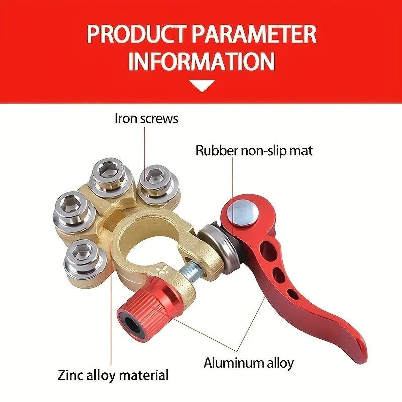 Car Battery Terminal Connectors Kit – 4-Way Quick Release Disconnect Clamps, Positive & Negative SAE/JIS Type A Posts for Car, Truck