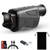 Black night vision device with 32GB high-speed card, card reader, and storage pouch