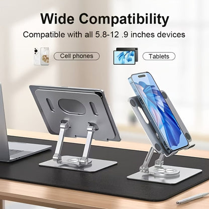 360 Degree Rotating Tablet Phone Stand Foldable, Portable Desktop Lazy Stand with Fast Heat Dissipation