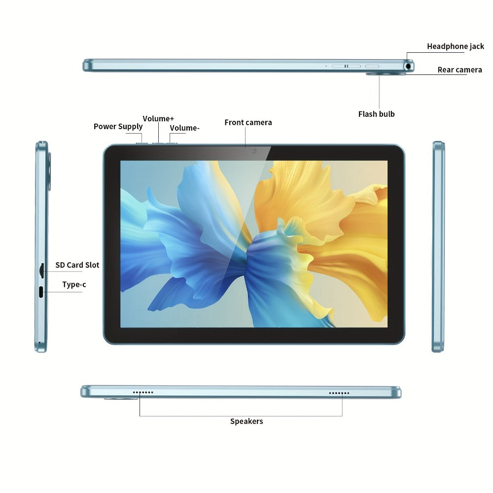 Android Tablet 10-Inch with Android 13, 6GB Advertised Memory, 32GB Internal Storage and Quad-Core CPU