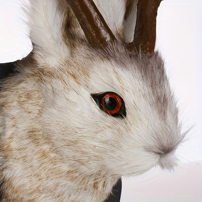 Jackalope Wall Mount Faux Taxidermy Rabbit Head with Antlers - Whimsical 3D Resin Animal Wall Art for Home