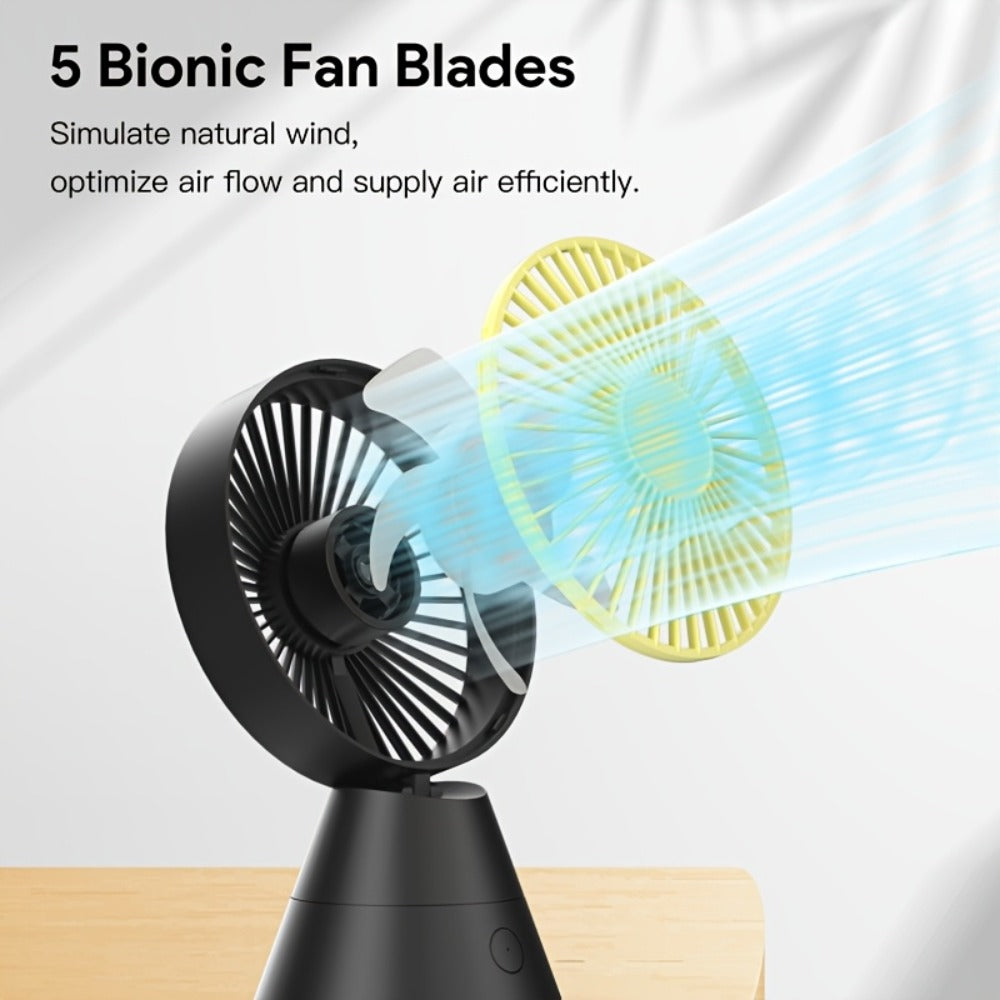 Desktop Fan Auto Oscillating 1800mAh USB Rechargeable, Portable Personal Fan with Wide-Angle Swing