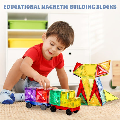 Magnetic Tiles 120pcs with 2 Toy Cars for Kids Ages 3 4 5 6 with the Listed Color, Size or Set Options for Everyday Use