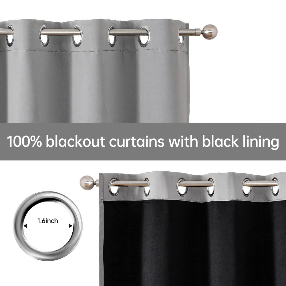 Blackout Curtains 4 Panels 100% Light Blocking Thermal Insulated Noise Reducing Grommet Window Curtains for Bedroom Living Room Balcony
