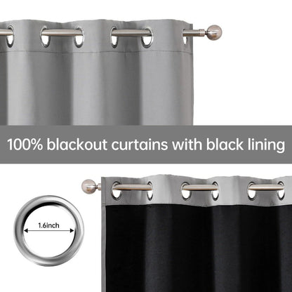 Blackout Curtains 4 Panels 100% Light Blocking Thermal Insulated Noise Reducing Grommet Window Curtains for Bedroom Living Room Balcony