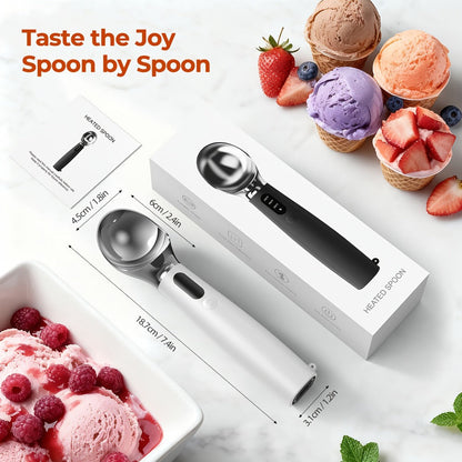 Electric Heated Ice Cream Scoop USB-C Rechargeable with 3 Temperature Settings 120°F 140°F 160°F IPX7 Handle Gift for Ice Cream Lovers