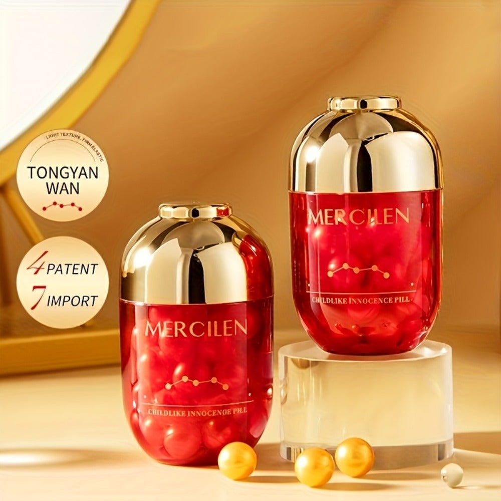 Face Serum Mercilen Collagen Capsules with Jojoba Oil, Plant Squalane and Glycerin in a 30-Piece Bottle
