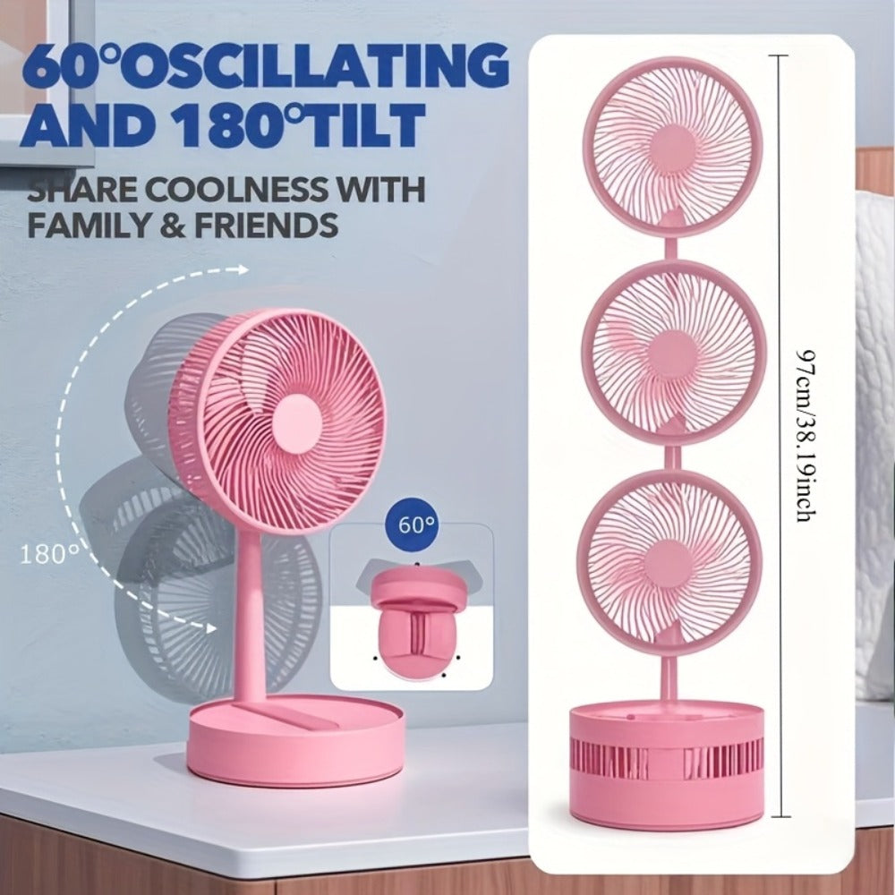 Portable Fan 3600mAh Foldable Four-Speed Tower Model with Remote Control and Seven-Color LED Light