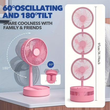 Portable Fan 3600mAh Foldable Four-Speed Tower Model with Remote Control and Seven-Color LED Light