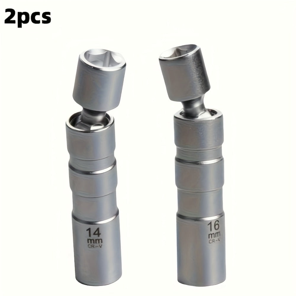 Magnetic Spark Plug Socket Set 14mm 16mm with 3/8" Drive Alloy Steel Ratchet Wrench 2-Piece Universal Spark Plug Removal Tool Kit for Car