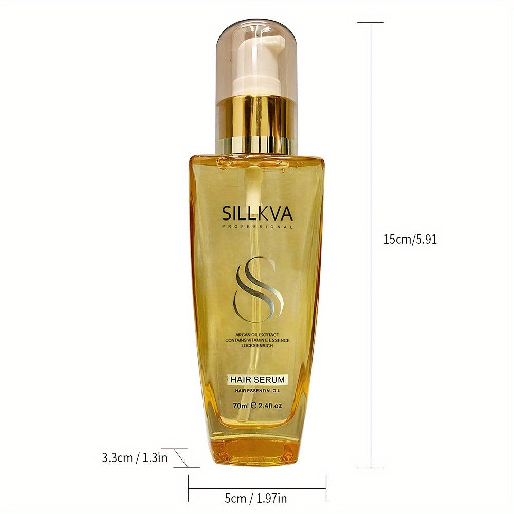 SILLKVA Argan Oil Liquid Hair Serum, Frizz Control & Flyaway Tamer, Smoothing Leave-In Treatment for Dry Damaged Hair