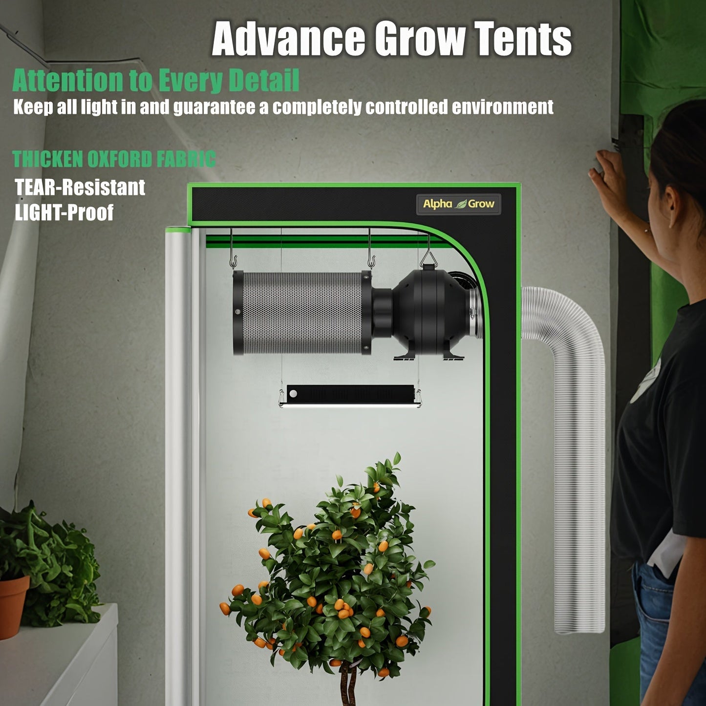 Hydroponic Grow Tent 1680D Mylar 100% Reflective with Tray & Observation Window, Indoor Plant Tent for Seedling to Flowering