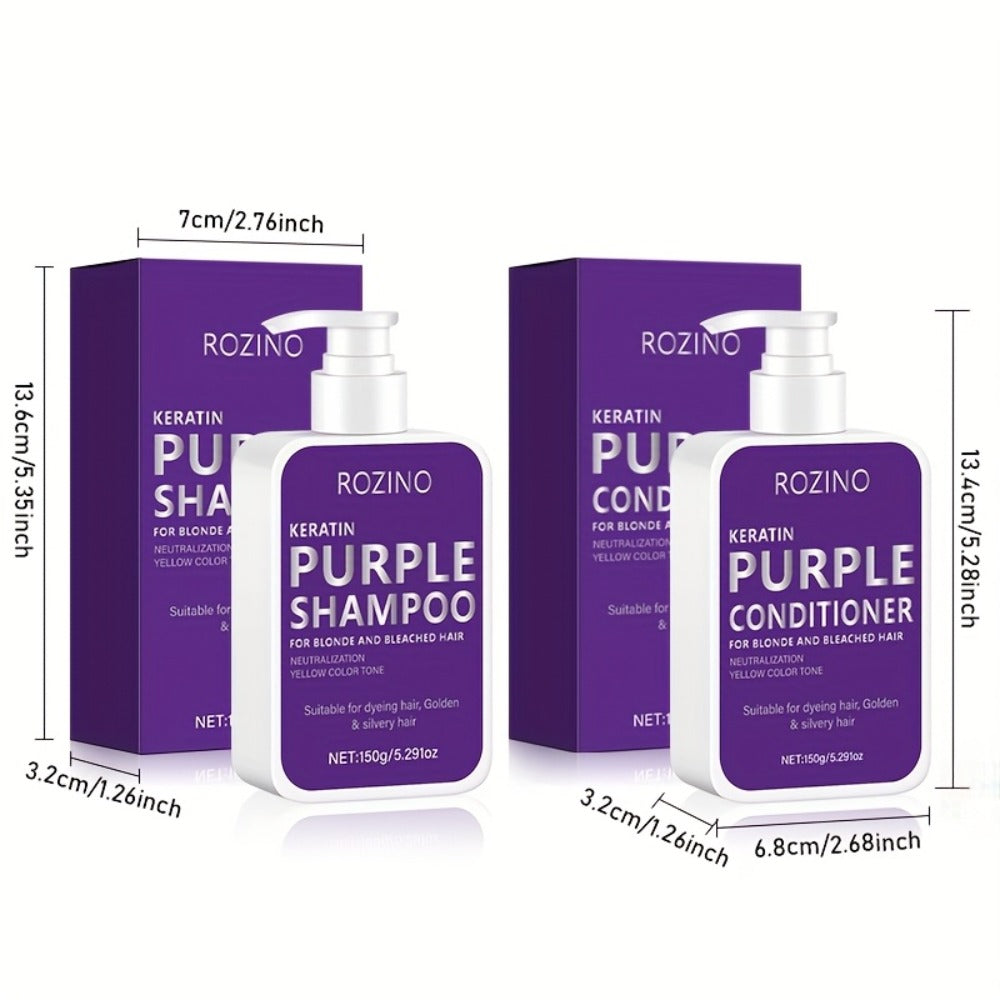 Purple Shampoo and Conditioner Set 2PCS for Blonde Silver Platinum Hair - Toning Brass & Yellow Neutralizer