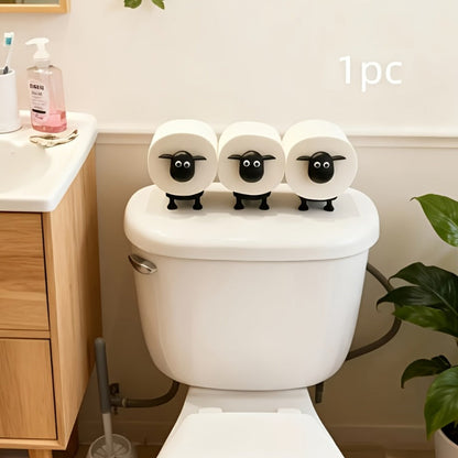 Cute Goat Tissue Box Cover Set - Animal Shaped Flocked Resin Napkin Dispenser for Bathroom, Desktop & Farmhouse Cottagecore Decor