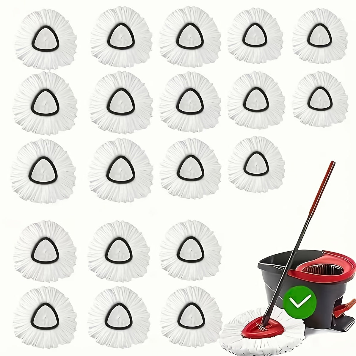 Microfiber Rotary Mop Replacement Heads 360 Degree Triangular Spin Mop Pads Refill Compatible with Rotary Mop Systems Deep Floor Cleaning 2