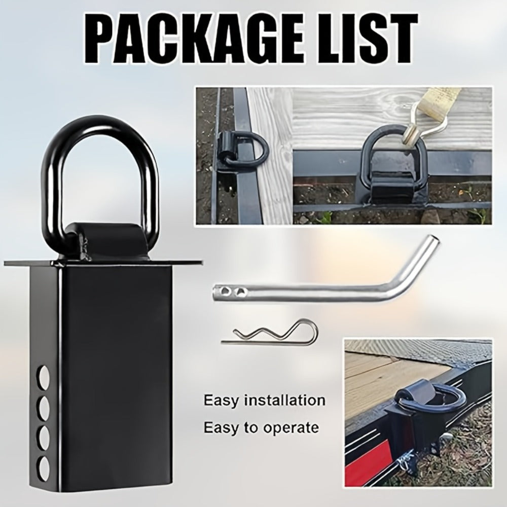 Stake Pocket D-Ring Tie Down 12, 000 lbs Breaking Load Heavy Duty Flatbed Truck Trailer Cargo Anchor – Adjustable 2"x4" Universal Fit