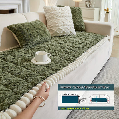 Sofa Cover Bohemian Quilted Shu Velveteen Panels with Ruffles and Design in Five Colors with Model-Specific Size and Color Options