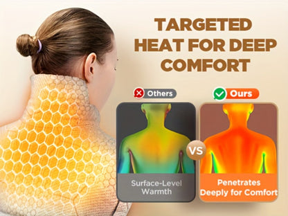 Heating Pad for Neck & Shoulders – 130W Graphene Weighted Electric Pad, 6 Heat Settings, 4 Timers, Auto Shut-Off, Machine Washable