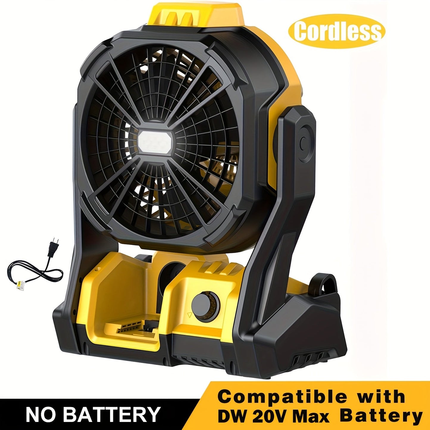 Cordless Jobsite Fan Compatible with DeWalt 20V Max Battery, LED Light Auto Oscillating 180° Tilt Adjustable Speed