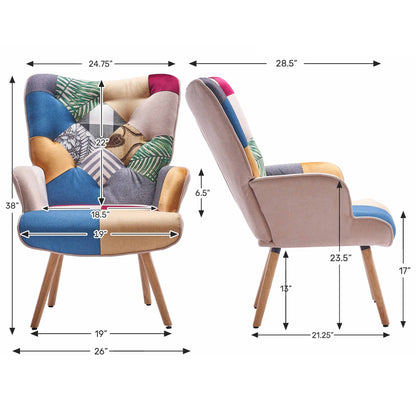 Accent Chair with High Back, Upholstered Lounge Chair for Living Room detail image - detail view 34
