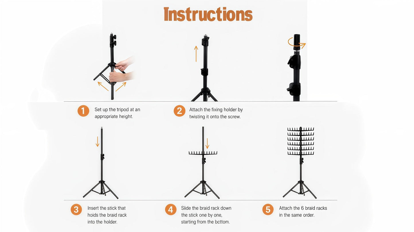 Braiding Hair Rack 144 Pegs Height Adjustable 2-Side Hair Extension Holder Stand with Tray – Foldable Portable Professional Braiding Station