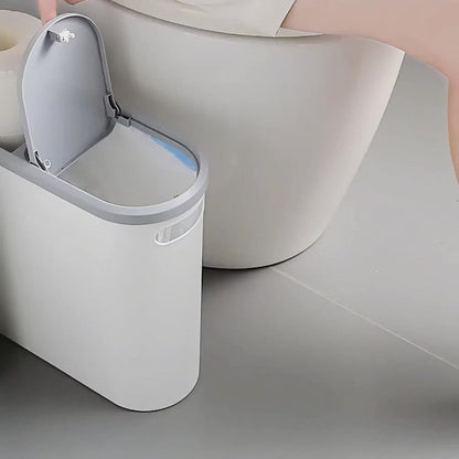 Slim 10L Bathroom Wastebasket with Lid Tray, Built-In Side Handles and Single or Two-Piece Options