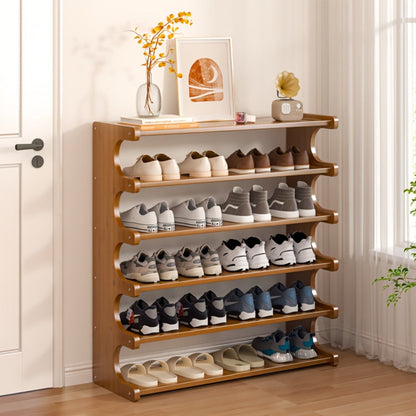 Shoe Rack Bamboo Freestanding Organizer with 3-Layer, 5-Layer or 6-Layer Brown Height Options