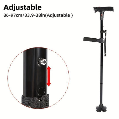 Foldable Walking Cane for Seniors Adjustable Height Folding Stick with Wrist Strap T-Handle for Entryways, Bedrooms and Living Spaces