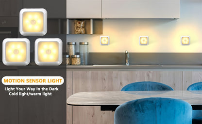 Two-Piece Square Battery Night Light Set with Motion Sensors in Cool or Warm Light Options