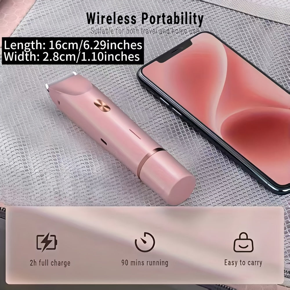 Bikini Trimmer for Women 2-in-1 Dual Head Electric Shaver - Wet Dry Body Hair Remover for Bikini Area Underarms Legs Arms Face