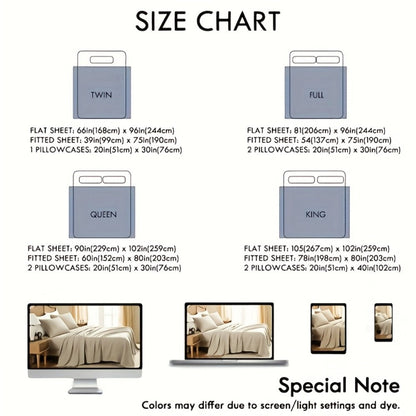 Fitted Sheet Set Deep Pocket | Soft Cooling Breathable Bedding 3-4pcs Fade-Resistant All-Season for Twin Full Queen King