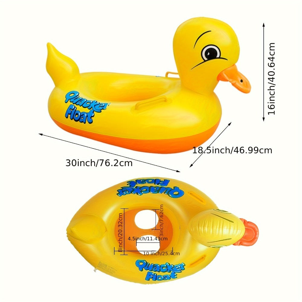 Pool Float Duck-Shaped Ring with Two Built-In Handles and One, Two or Four-Piece Pack Selections