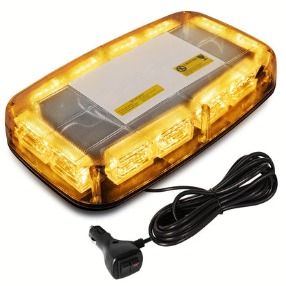 48 LED Roof Strobe Light Bar IP67 Waterproof Magnetic Mount Emergency Warning Light 12-24V for Plow Trucks Construction Vehicles Cars