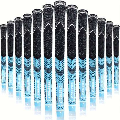 Midsize Golf Grips Set 13 Pack – All Weather Hybrid Rubber Golf Club Grips with Ecological Yarn Thread Technology, Multiple Colors