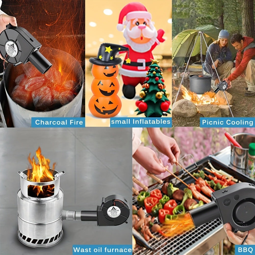 Turbo Blower Set with Adjustable Air Outlet - BBQ Barbecue Stove Firewood Stove Fan for Grilling, Camping and Outdoor Meals