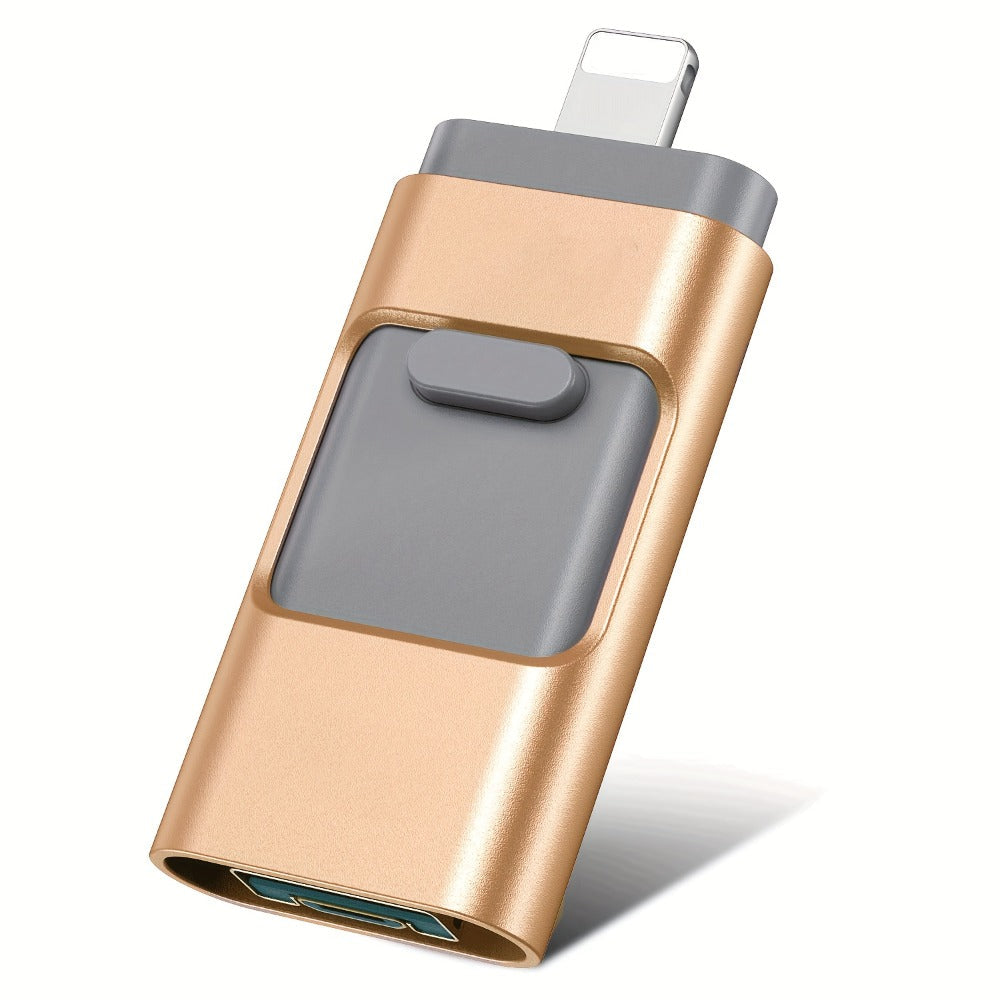 USB Flash Drive 4-in-1 USB 3.0 Multi-Port Memory Stick with 128GB or 256GB Capacity and Sliding Connector Design