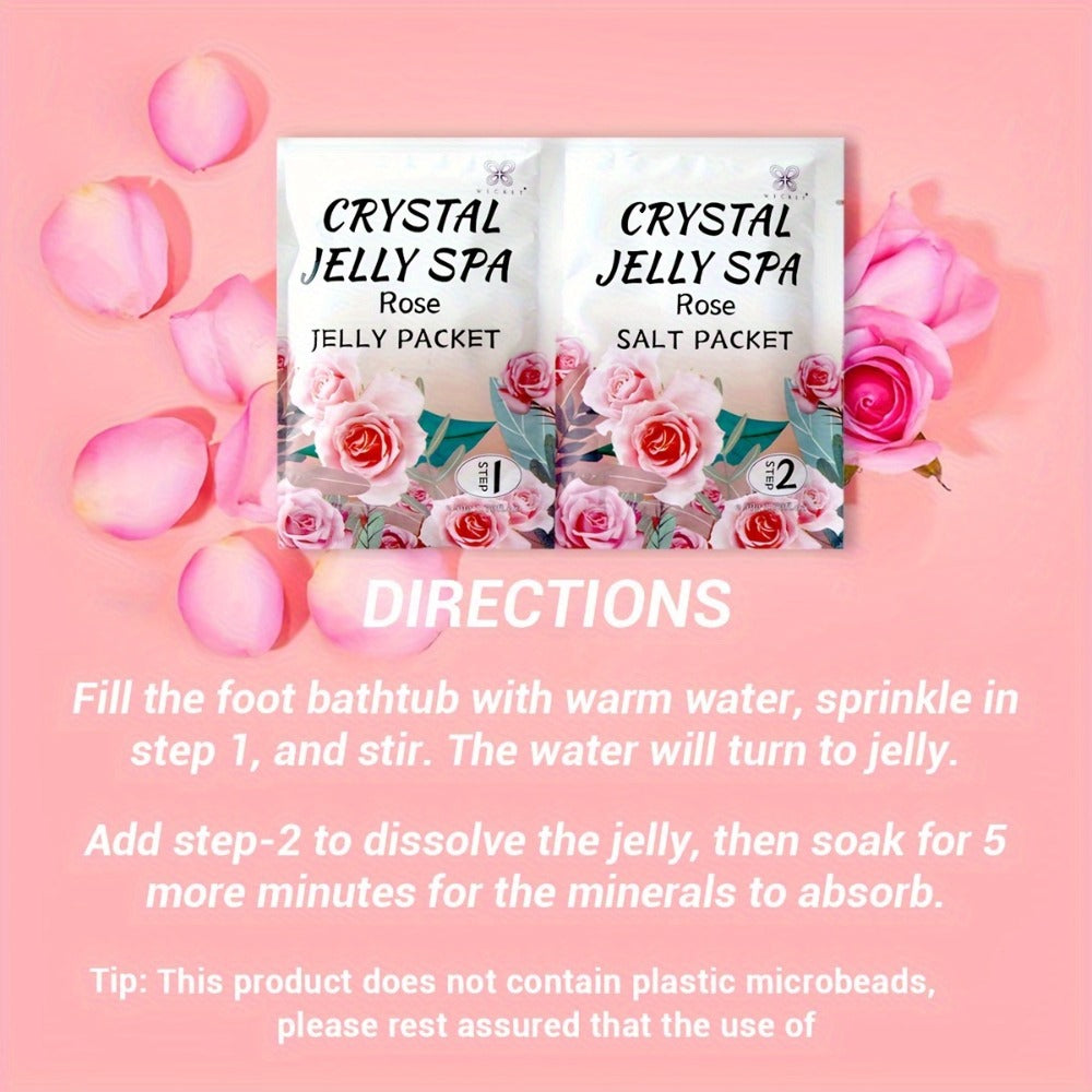Foot Soak for Dry Cracked Feet Jelly Spa Bubble Bath Salt – Moisturizing Exfoliating Foot Care Treatment, Honey Lavender Lemon & Rose