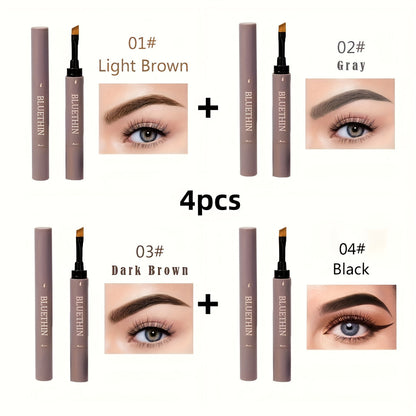 Waterproof Eyebrow Pencil Dual Ended with Angled Tip Flat Tip & Spoolie Brush Smudge Proof Long Lasting Brow Definer for Women Gray Black