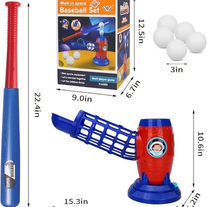 Kids Baseball Pitching Machine Toy Set, Children's Baseball Trainer with Bat, Ball Machine & 10 Balls
