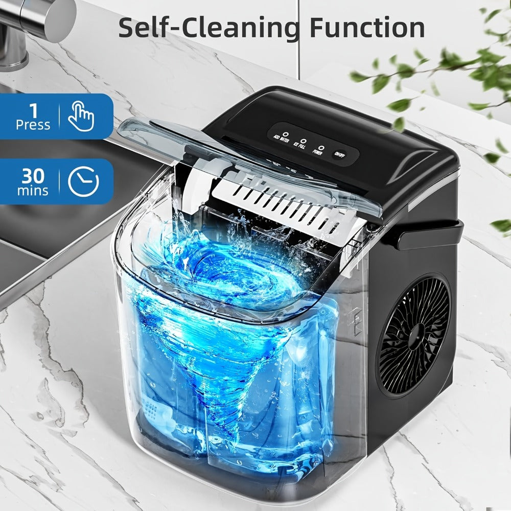 Countertop Bullet Ice Maker /24H, 9 Bullet Ice Cubes in 6 Mins, 2 Sizes for Home Cooking, Dining and Outdoor Meals