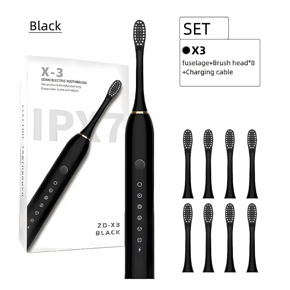 Rechargeable Electric Toothbrush 6 Cleaning Modes with 8 Brush Heads – USB Charge, Soft Bristles, Portable for Travel & Home Use