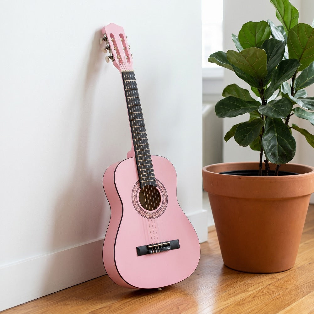 Acoustic Guitar shown in the Bright Pink Color option