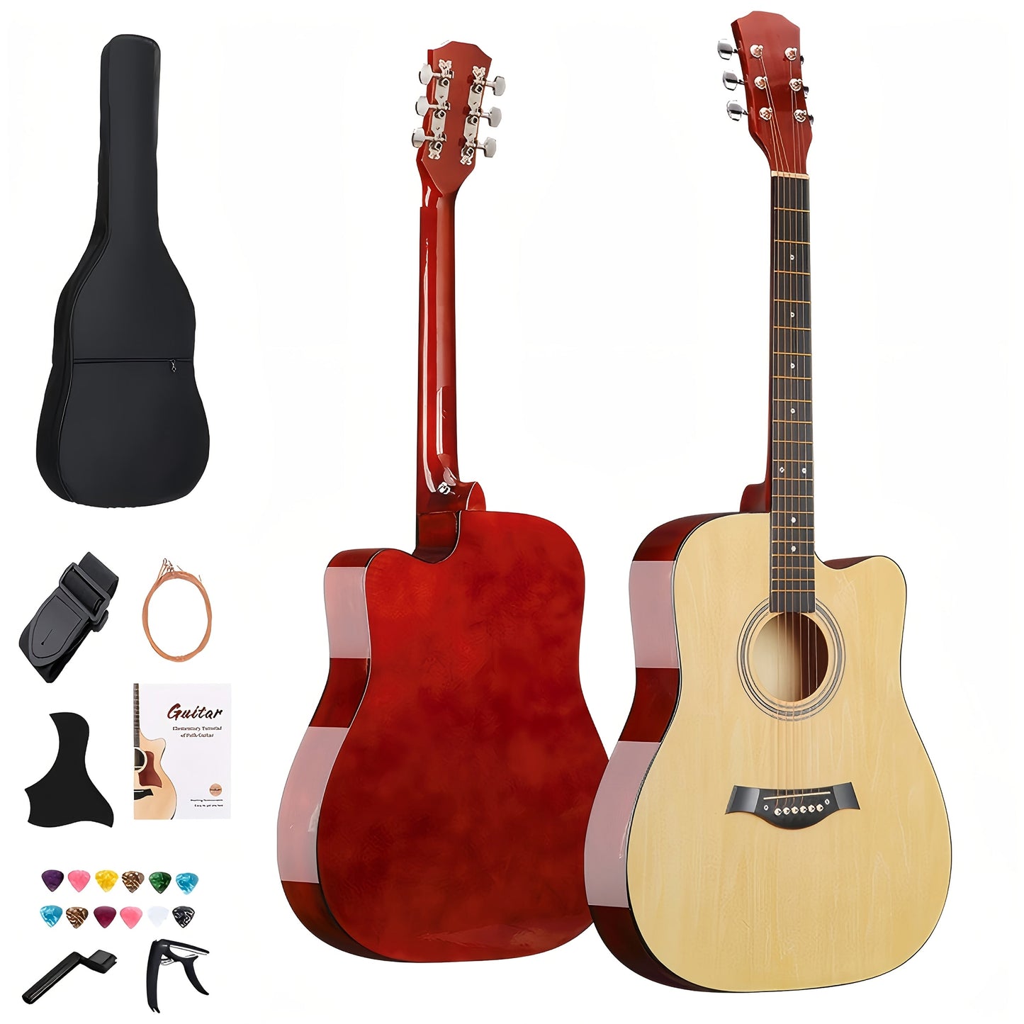 Acoustic Guitar shown in the 41 inches [ wood color]-A option