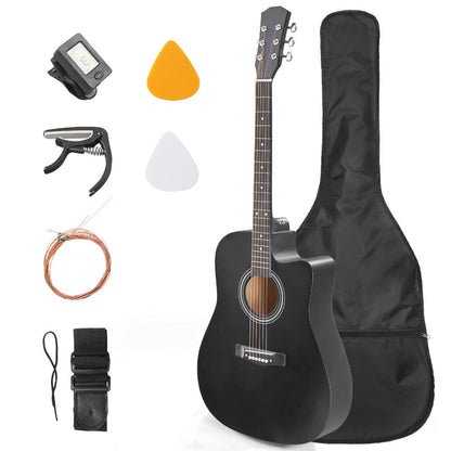 Acoustic Guitar, Black, 30-Inch, Basswood, Cutaway for Lessons and Practice detail image - detail view 3