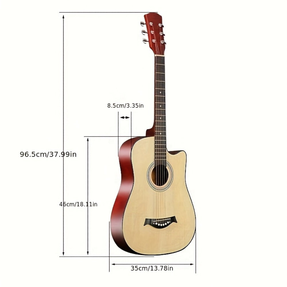 Acoustic Guitar, Black, 38 Inch, Inch, Beginner, Set for Lessons and Practice detail image