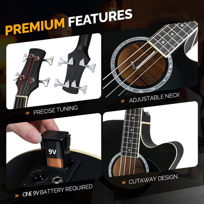 Acoustic Guitar, Black with AMP, Full Size, GLARRY, 44.5In, Full for Lessons and Practice detail image - detail view 8