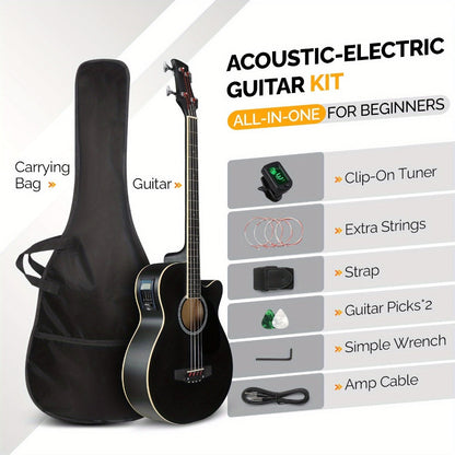 Acoustic Guitar, Black with AMP, Full Size, GLARRY, 44.5In, Full for Lessons and Practice detail image - detail view 9